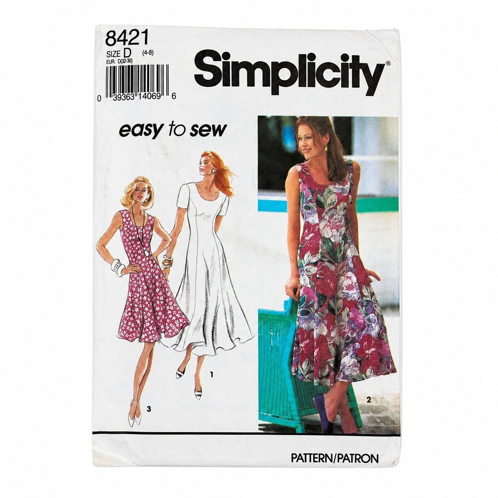 Simplicity 8421 Easy to Sew Fit and Flare Dress Pattern Size 4-8 Uncut Vintage